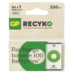 Laetav aku &ndash; 6f22 AKU 1 tk. GP ReCyko 200 mAh, 80% laetuse s&auml;ilitamine, biolagunev pakend, roheline
