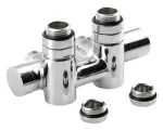 Sapho Twin Combi &ndash; ventiili &uuml;henduskomplekt, keskne &uuml;hendus, paremale, vahekaugus 50 mm, kroomitud CP461S