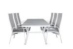 Virya Dining Table - White Alu / Grey Glass - big table+Copacabana Recliner Chair - White/Grey_6