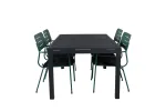 Marbella Table 160/240 - Black/Black+Nicke Dining chair w. armrest - Green Steel_4