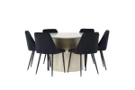 Sandvik Dining Table &phi;140 - Beige / Beige MDF +Night Dining Chair - Black / Black Velvet _6