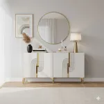 Konsool, Hanah Home, valge/kuldne, 150 x 75 x 32