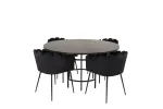Copenhagen - Dining Table round - Black / Black+Limhamn - Chair - Black Velvet_4
