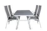 Virya Dining Table - White Alu / Grey Glass - small table+Copacabana Recliner Chair - White/Grey_4