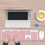 TF770 2.4G Wireless Keyboard Mouse Combo Retro Punk Pink