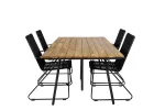 Chan Dining Table - Black Steel / Acacia (teak look) - 200cm+Bois Armchair - Black Alu / Black Rope / Acacia_4