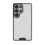 Glacial Desert - White Snakeskin Samsung Galaxy S25 Ultra Case, Elite Dark (Magnetic) / Silver