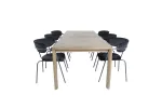 Slider Extention Table - Smoked Oak - 170+40+40cm +Arrow armchair - Black Legs
