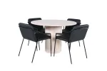 Bianca Round Dining Table - White Wash / Black Veneer+Tvist Chair - Black / Black PU_4