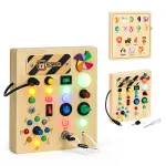 &bdquo;ECOTOYS&ldquo; puidust interaktiivne juhtpaneel LED-valgustite l&uuml;lititega
