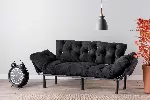3-kohaline diivanvoodi Hanah Home Nitta, must, 185 x 85 x 70