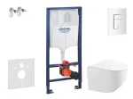 Grohe Rapid SL &ndash; riputatava sanitaartehnika komplekt, Gaia kompaktne WC-pott pehme sulgumisega kaanega ja Skate Cosmopolitan loputusnupp, Alpine White SANI11BA3103
