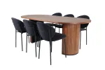 Bianca Oval Dining Table , Walnut Black Veneer+Vault Dining Chair , Black Legs , Black Fabric_6