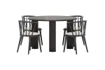 Juno Round Dining Table &Oslash;120 Black 3D + Bobby Chair 2-pack Black/Beige _4