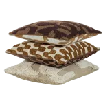 FAYDEN CUSHIONS CHENILLE BROWN/NATURAL - SET OF 3