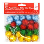 Karvapallid College 20mm 25tk Glitter assortii
