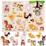 Wooden puzzle FARMA puzzle with handles and English words - 10 pieces ZA6418