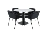 Estelle Round Dining Table &oslash;106 H75 - White / Black+Tvist Chair - Black / Black PU_4