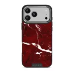 Iconic Red Ruby - Marble iPhone 17 Pro Max Case, Elite Dark (MagSafe) / Silver
