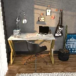 &Otilde;ppelaud, Hanah Home, valge Kuld, 120 x 75 x 60, cm