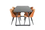 Inca Extentiontable - Black top / black Legs+Velvet Dining Chair - Orange / Black_4