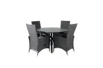 Alma Dining Table - Black Alu - &oslash;120cm+Padova Chair (Recliner) - Black/Grey_4