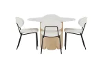 Tekla Round Dining Table &Oslash;120x75 Nature/Calacatta + Chico Chair 2-pack White _4