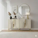 Konsool, Hanah Home, valge travertiin kuldne, 150 x 75 x 32
