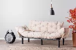 3-kohaline diivanvoodi Hanah Home Nitta, kreem, 185 x 85 x 70