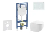 Geberit Duofix &ndash; paigaldusmooduli komplekt, Gaia kompaktne WC-pott pehme sulgumisega kaanega ja Sigma30 loputusnupuga, valge / valge matt SANI11CA3149B