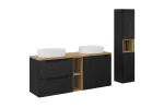 140 cm m&ouml;&ouml;blikomplekt koos lauaplaadiga, 2 &bdquo;Beyond&ldquo; lauaplaadile paigaldatava valamuga ja 140 cm k&otilde;rguse kapiga &bdquo;set-nob b oak&ldquo; (&bdquo;un beyond wh hc lr&ldquo;)