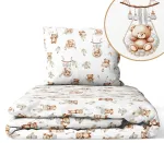 Cover set - 2 pcs - 135x100, 40x60  - BEAR in BASKET - GREY