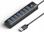 &bdquo;Orico&ldquo; 7-pesaline USB-A 3.0 USB-jaotur 1 m kaabliga &ndash; must