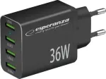 &bdquo;Esperanza&ldquo; EZC107K v&otilde;rgulaadija 4 USB-A-pistikupesaga
