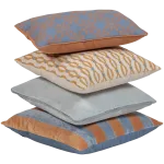 LIRA CUSHIONS VELVET BLUE/ORANGE - SET OF 4