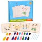 Wooden Montessori Interlacing &ndash; Set of 4 Templates + Embroidery Thread ZA6543