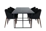 Leif Dining Table , Black Black smoked smoked Glass+Arch Dining Chair , Walnut Legs , Black Fabric_6