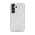 Glacial Desert - White Snakeskin Samsung Galaxy S25 Plus Case, Elite Light (Magnetic) / Silver