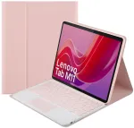&bdquo;Strado&ldquo; kott koos Bluetooth-klaviatuuri ja puutehiirematiga, m&otilde;eldud &bdquo;Lenovo Tab M11&ldquo;-le (roosa)