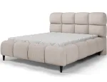 Giberio bed 140x200 with metal bed frame and storage compartment, beige velvet, Minimalist, Beige