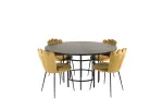 Copenhagen - Dining Table round - Black / Black+Limhamn Light - Chair - Gold Vel