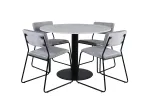 Estelle Round Dining Table &oslash;106 H75 - White / Black+Kenth Chair - Black / Light Grey Velvet_4
