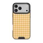 Tuscan Sun - Yellow Plaid iPhone 17 Pro Max Case, Elite Dark (MagSafe) / Silver