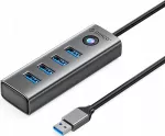 &bdquo;Orico&ldquo; 4-portiline USB-A 3.0 USB-jaotur koos 0,15 m pikkuse kaabliga &ndash; hall