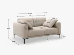 Velvet Sofa, "Lazio", 2 Seats, 161x102x86 Made in Europe