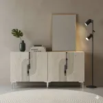 Konsool, Hanah Home, valge travertiin h&otilde;bedane, 150 x 75 x 32