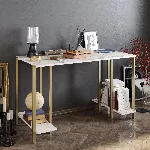 &Otilde;ppelaud, Hanah Home, valge Kuld, 125 x 73,8 x 60, cm