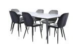 Jimmy Dining Table - Black / White HPL+Emma Chair - Black / Black and Light Grey Black Velvet in Back Grey Velvet in front_6