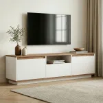 TV-alus, Hanah Home, Atlandi m&auml;nd, Valge, 160 x 42 x 30