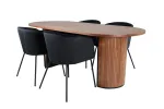 Bianca Oval Dining Table , Walnut Black Veneer+Berit Chair , Black Black Velvet_4